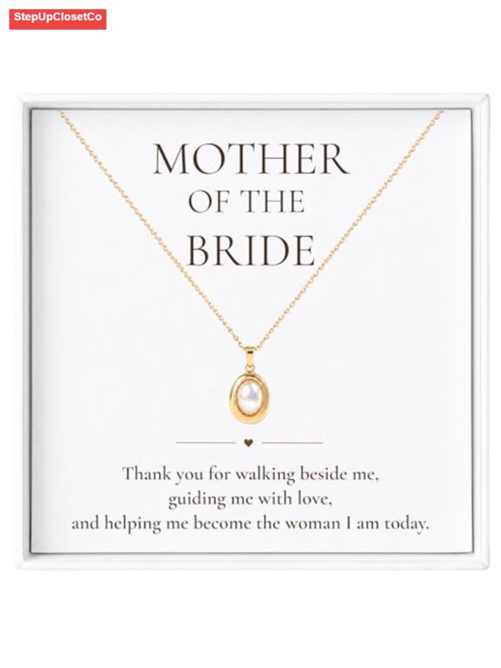 18K Gold Plated Oval Pearl-Style Pendant Necklace for Mother of Bride Gift